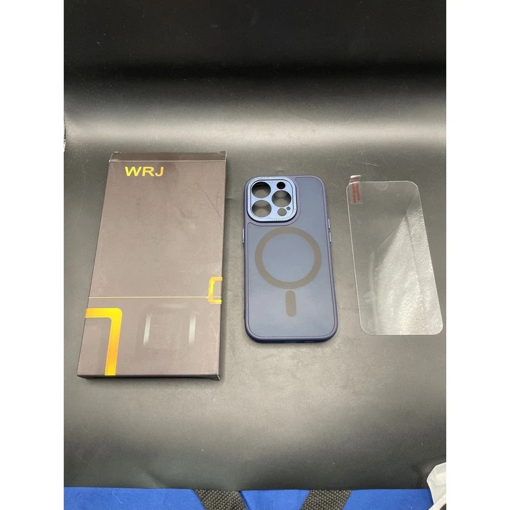 WRJ iPhone 15 Pro Case Magnetic MagSafe Compatible Blue with Screen Protector